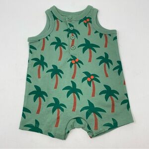 Hanna Andersson Tropical Trees Sleeveless Romper Jade Green